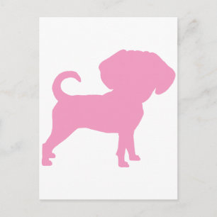 Funny Cute Big Head Puggle Dog (pink) Postcard