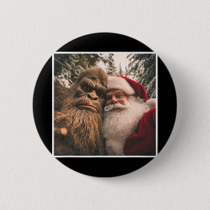 Funny Cute Bigfoot Santa Claus Selfie Christmas Pa 6 Cm Round Badge