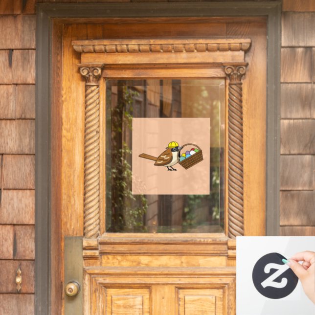Funny Cute Bird with Colourful Eggs Basket (Home Door)