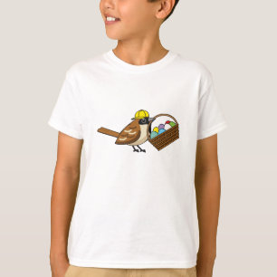 Funny Cute Bird with Colourful Eggs Basket T-Shirt