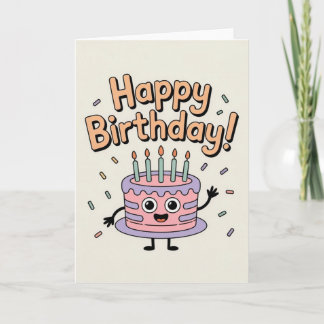 Funny Cute Birthday Cake Card for Kids
