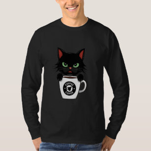 Funny Cute Black Cat Coffee Angry 1 T-Shirt