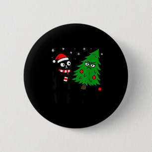 Funny Cute Black Cat What Jamas Christmas Tree Cos 6 Cm Round Badge