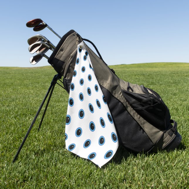 Funny Cute Blue Eyes Golf Towel (Green)