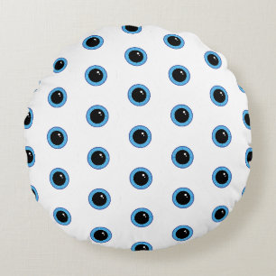 Funny Cute Blue Eyes Round Cushion