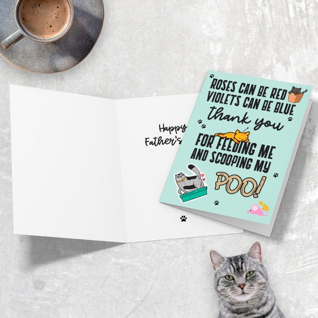 Funny Cute Blue Happy Father's Day From Cat Card (Creator Uploaded)