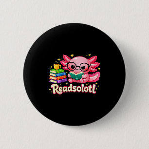 Funny cute bookworm axolotl readsolotl books pets 6 cm round badge