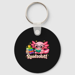 Funny cute bookworm axolotl readsolotl books pets key ring
