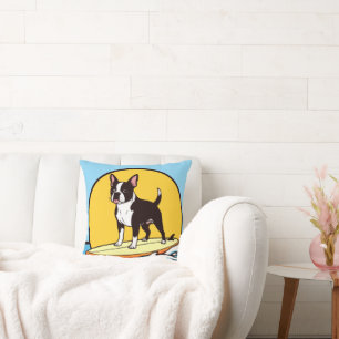 Funny Cute Boston Terrier Home Throw Pillows