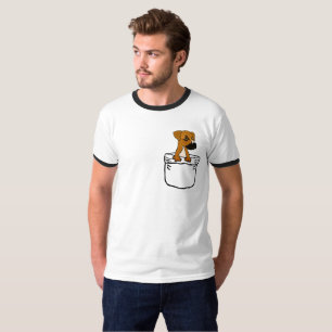 Funny Cute Boxer Mix Puppy Dog in a Pocket T-Shirt