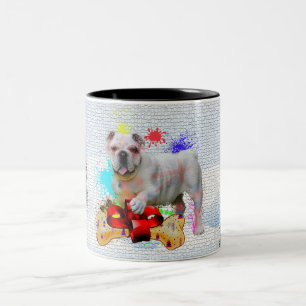 Funny, Cute British Bulldog Yappy Christmas Two-Tone Coffee Mug