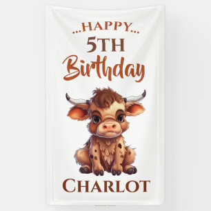 Funny Cute Brown Cow  Banner