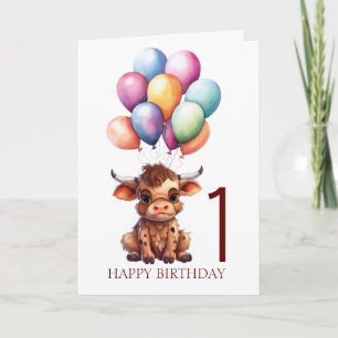 Funny Cute Brown Cow Card