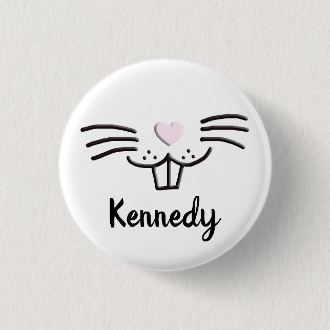 Funny cute bunny face custom name Easter egg hunt 3 Cm Round Badge (Front)