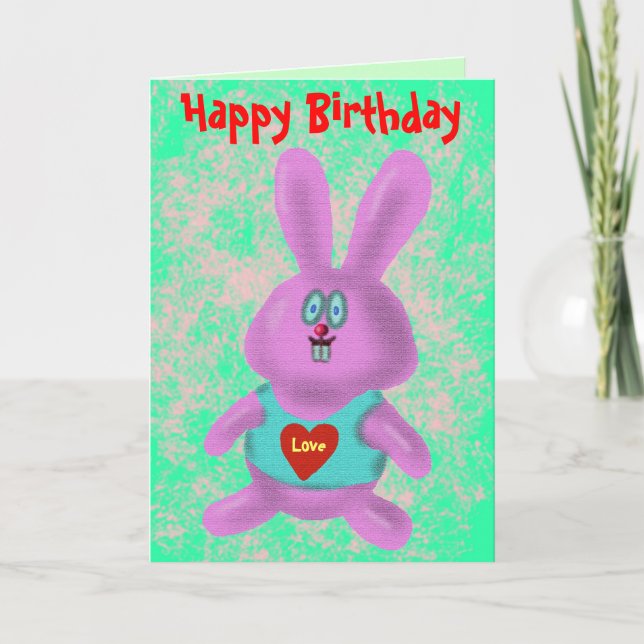 Funny cute bunny Happy Birthday card (Front)