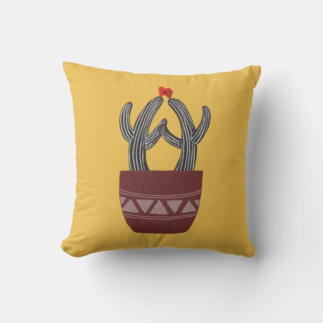 Funny Cute Cactus Love Pillow Happy Cactus Pillow (Front)