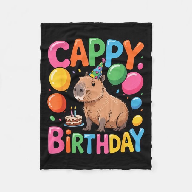 Funny Cute Capy Capybara Animal Birthday Party Sup Fleece Blanket (Front)