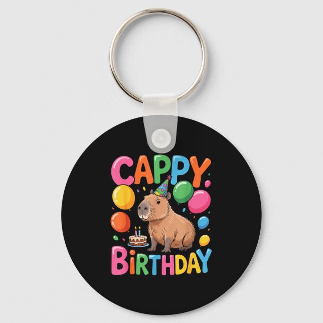 Funny Cute Capy Capybara Animal Birthday Party Sup Key Ring (Front)