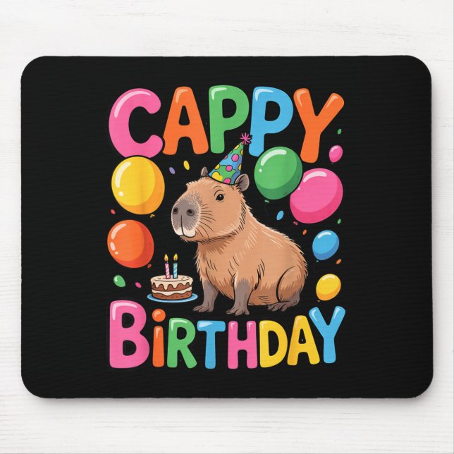 Funny Cute Capy Capybara Animal Birthday Party Sup Mouse Pad (Front)