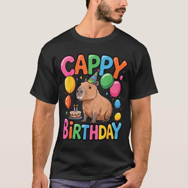 Funny Cute Capy Capybara Animal Birthday Party Sup T-Shirt (Front)