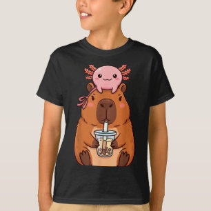 Funny Cute Capybara Drinking Boba Tea T-Shirt