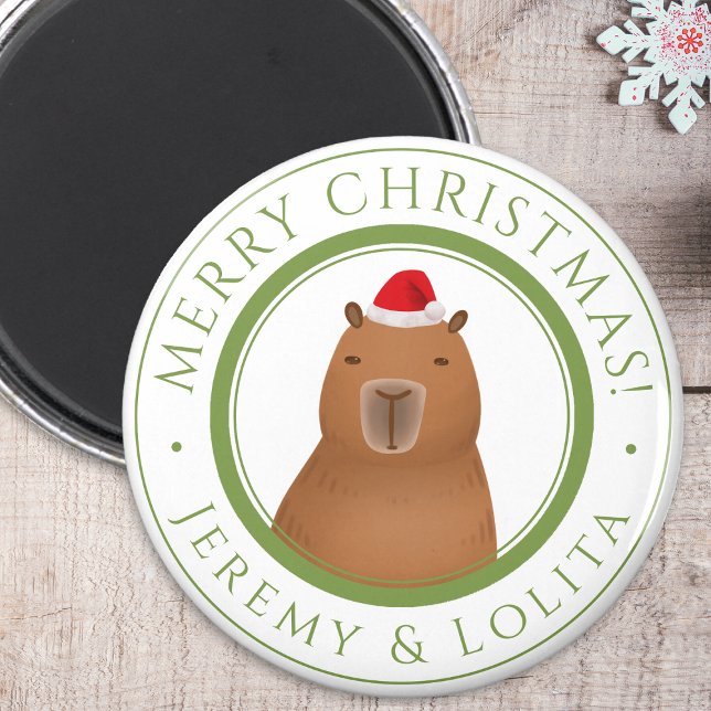 Funny Cute Capybara Santa Christmas Magnet (A capybara Claus magnet to make your holidays Merry and Bright! )
