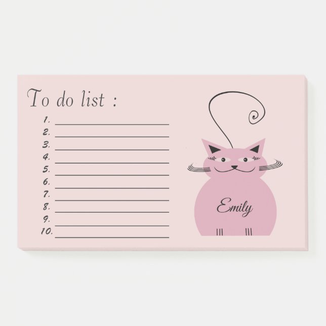 Funny cute cartoon cat "to do list" post-it notes (Front)