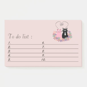 Funny cute cartoon cats in love "to do list" post-it notes