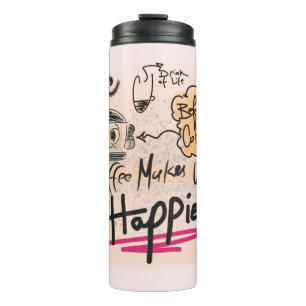 funny cute cartoon coffee lover thermal tumbler