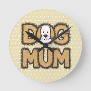 Funny cute cartoon dog mum mother's day round clock