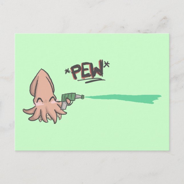 Funny Cute Cartoon Lazer Squid Postcard (Front)