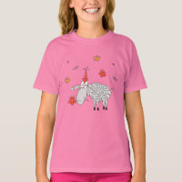 Funny Cute Cartoon Sheep Flower Butterfly Girl
