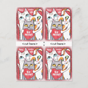 Funny & Cute Cat 4 Valentines Flat Cards