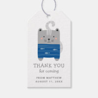 Funny cute cat animal. Kids birthday thank you