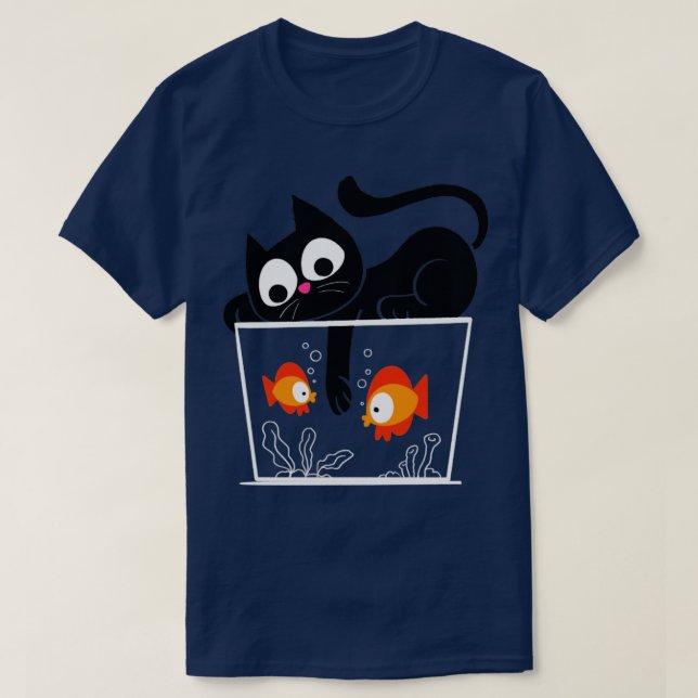 Funny Cute Cat Aquarium Swimming Fish Tank Playing (Design Front)