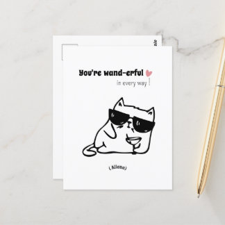 Funny Cute Cat Birthday Card-Personalised Name Postcard
