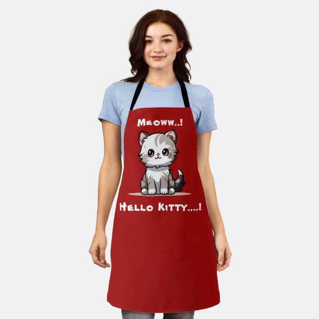 Funny Cute Cat Catmas Humour  Apron (Worn)