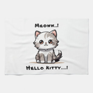 Funny Cute Cat Catmas Humour Tea Towel