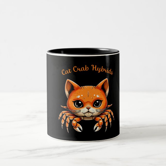 Funny Cute Cat Crab Creature Tee for AnimalT-Shirt Two-Tone Coffee Mug (Center)