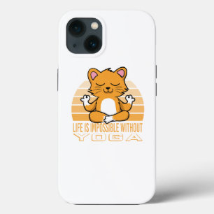 Funny cute cat doing yoga. funny yoga quotes iPhone 13 case