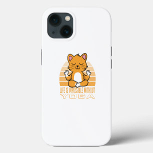 Funny cute cat doing yoga. funny yoga quotes iPhone 13 case