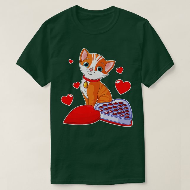 Funny Cute Cat Heart Valentines Day Cat Lovers  T-Shirt (Design Front)