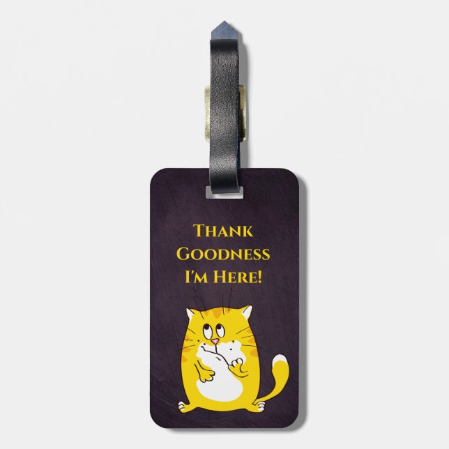 Funny Cute Cat Luggage Tag (Back Vertical)