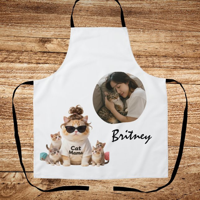 Funny Cute Cat Mama Kittens Photo Apron (Creator Uploaded)