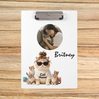 Funny Cute Cat Mama Kittens Photo Clipboard