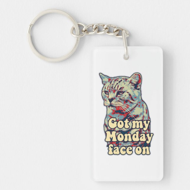 Funny cute cat meme for cat lovers & kitty owners key ring (Front)