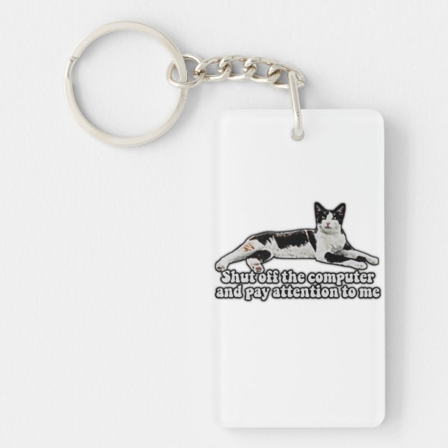 Funny cute cat meme for cat owners and cat lovers key ring (Front)