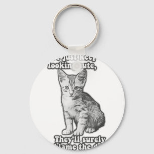 Funny cute cat meme for cat owners & kitty lovers key ring