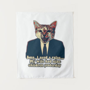 Funny cute cat meme for cat persons and cat lovers tapestry
