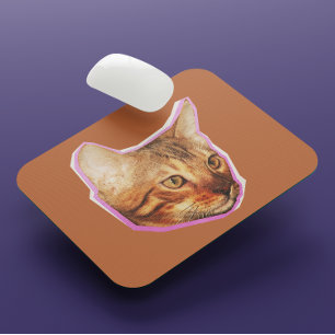 Funny Cute Cat Mixed Media Collage Mouse Pad